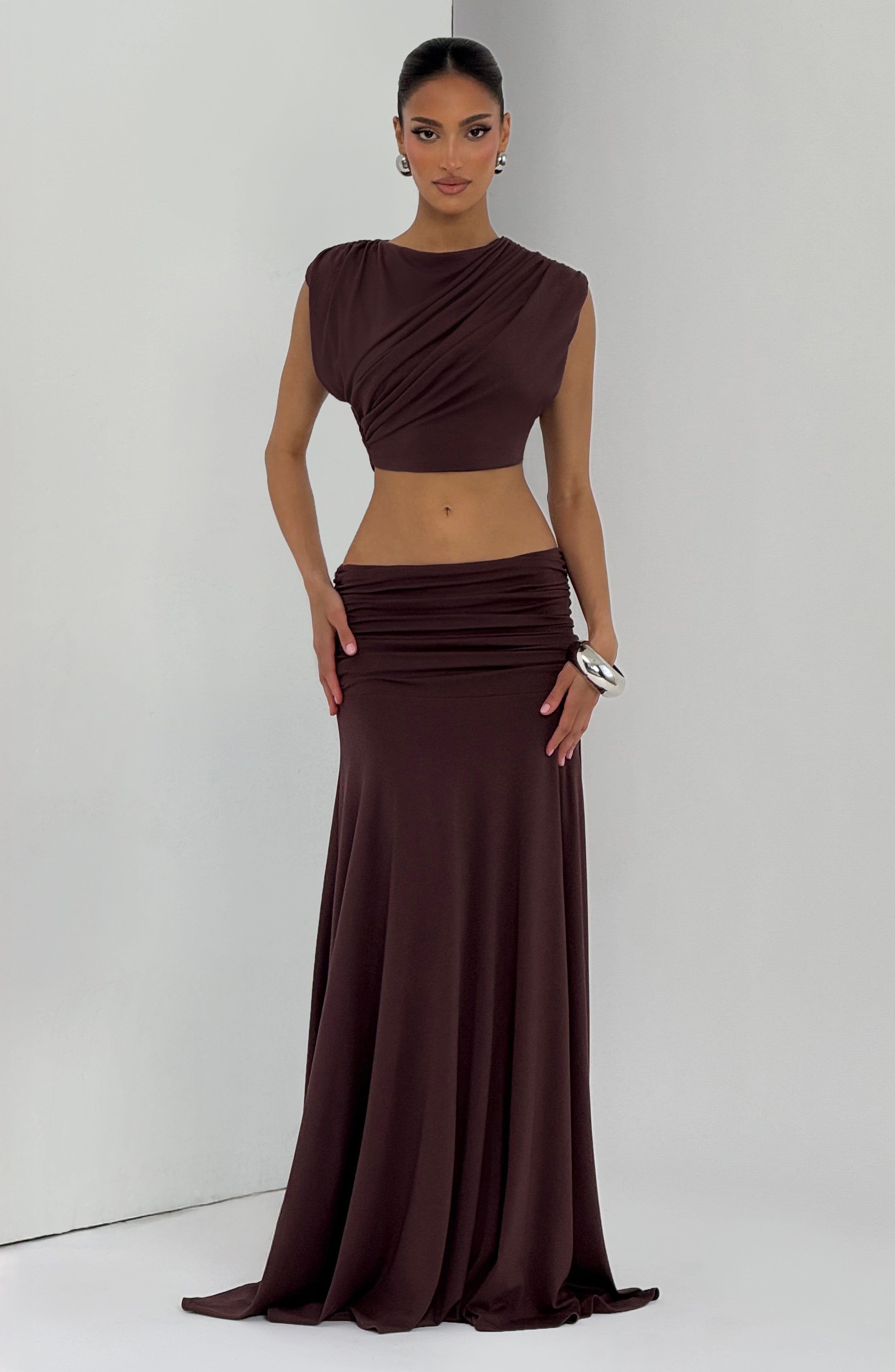 Paige Maxi Skirt - Plum Brown - Napalia