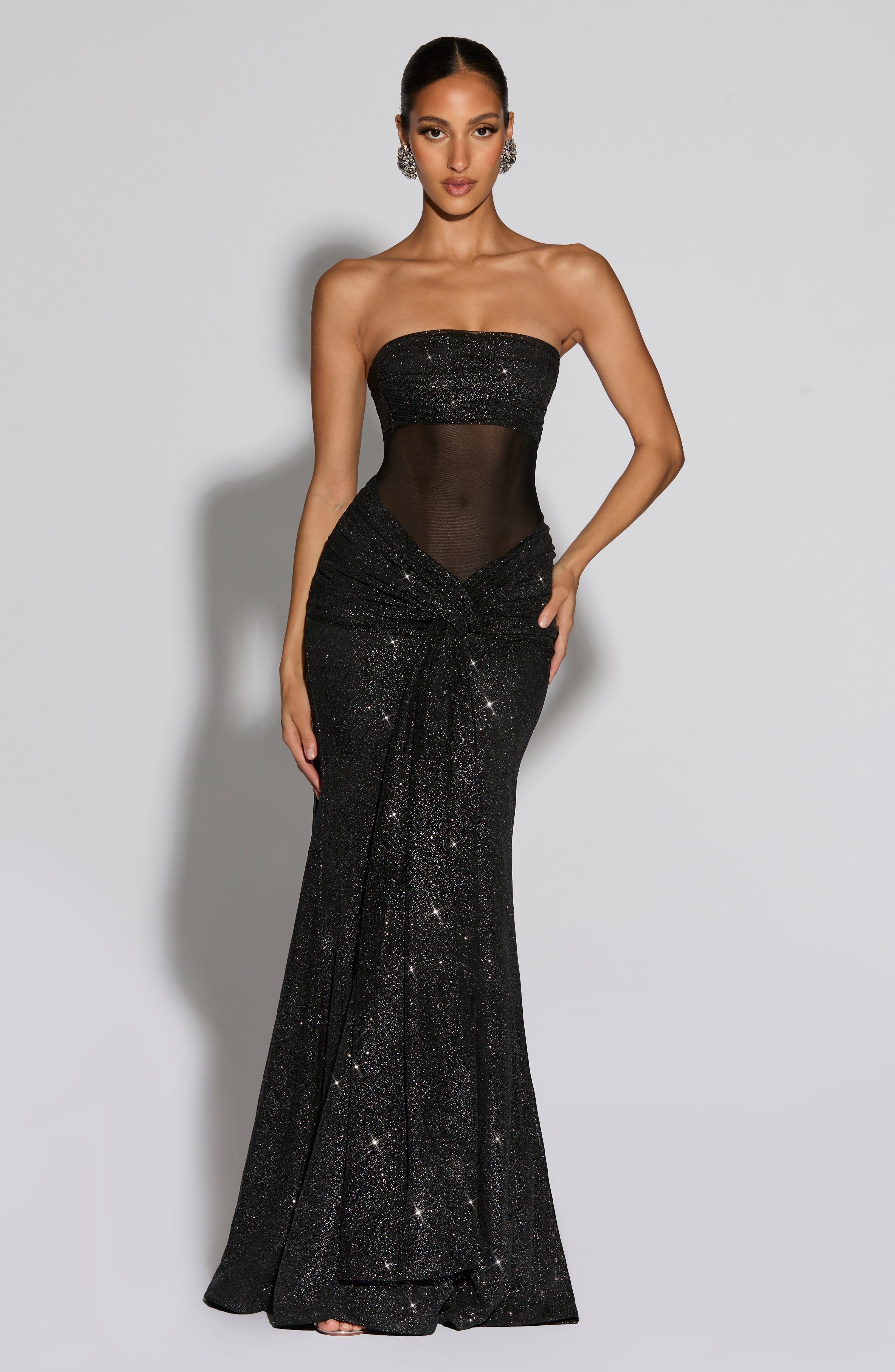 Paula Maxi Dress - Black Sparkle - Napalia