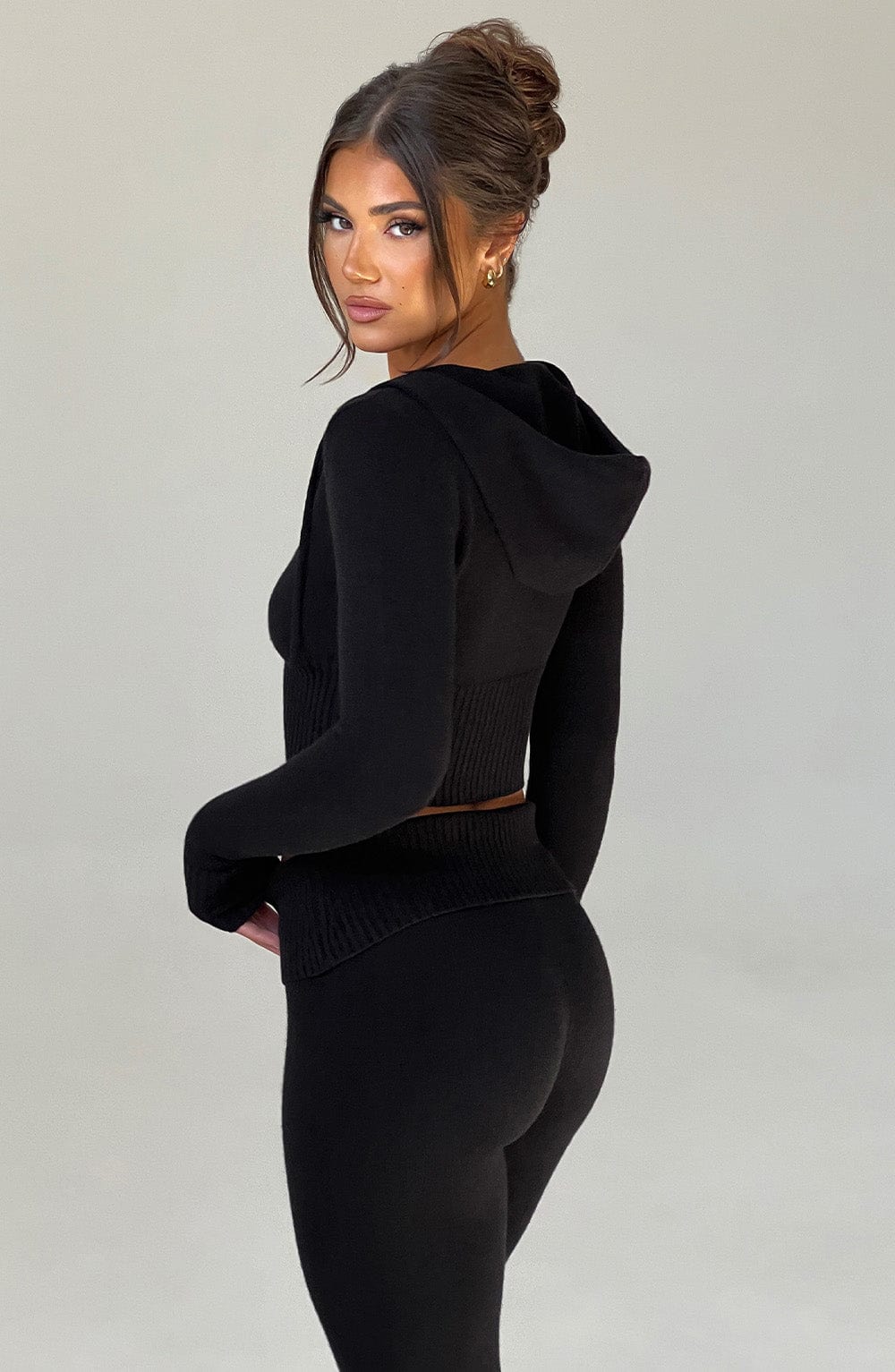 Portia Knit Hoodie - Black - Napalia