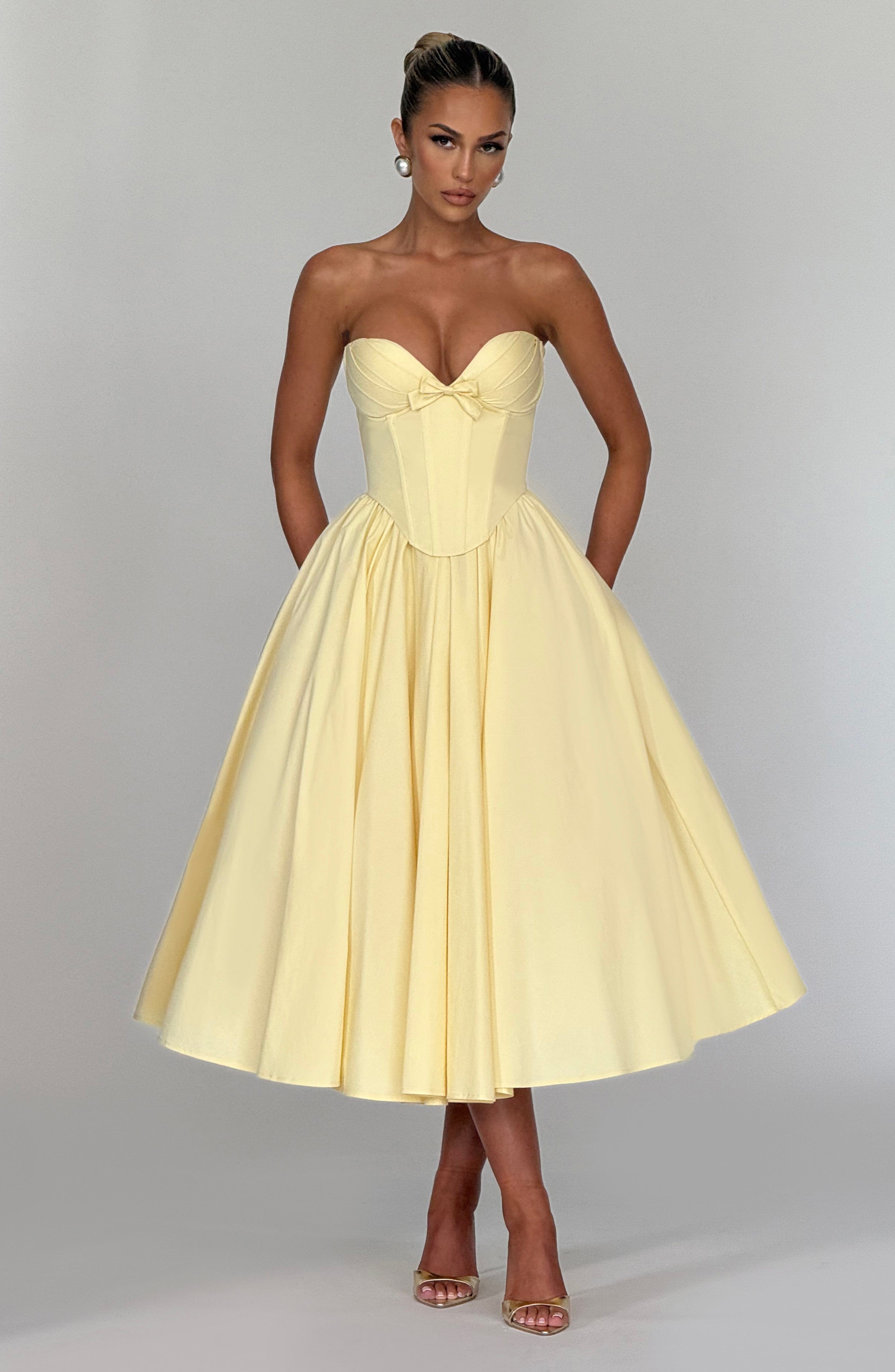 Prim Midi Dress - Lemon - Napalia