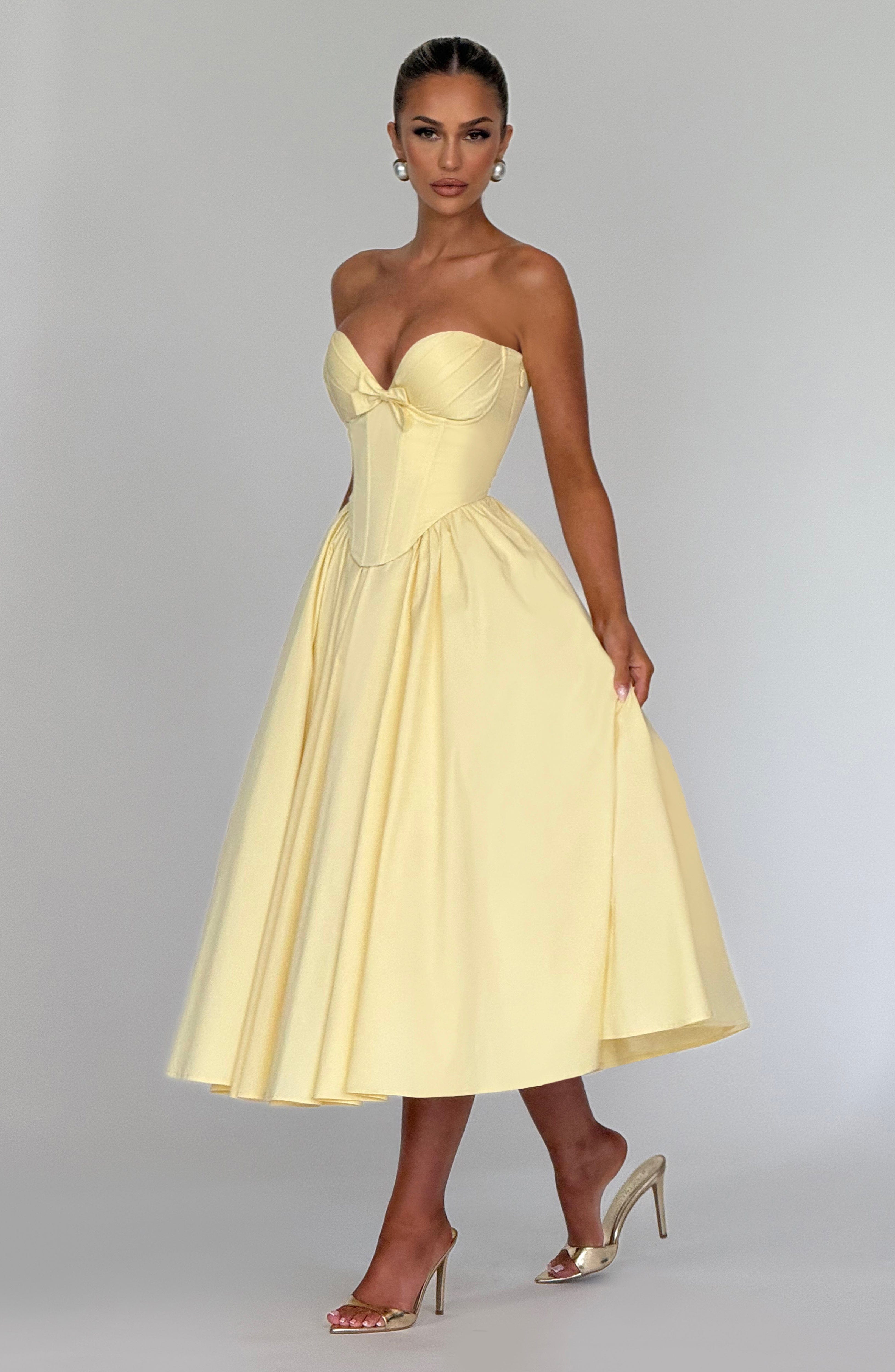 Prim Midi Dress - Lemon - Napalia