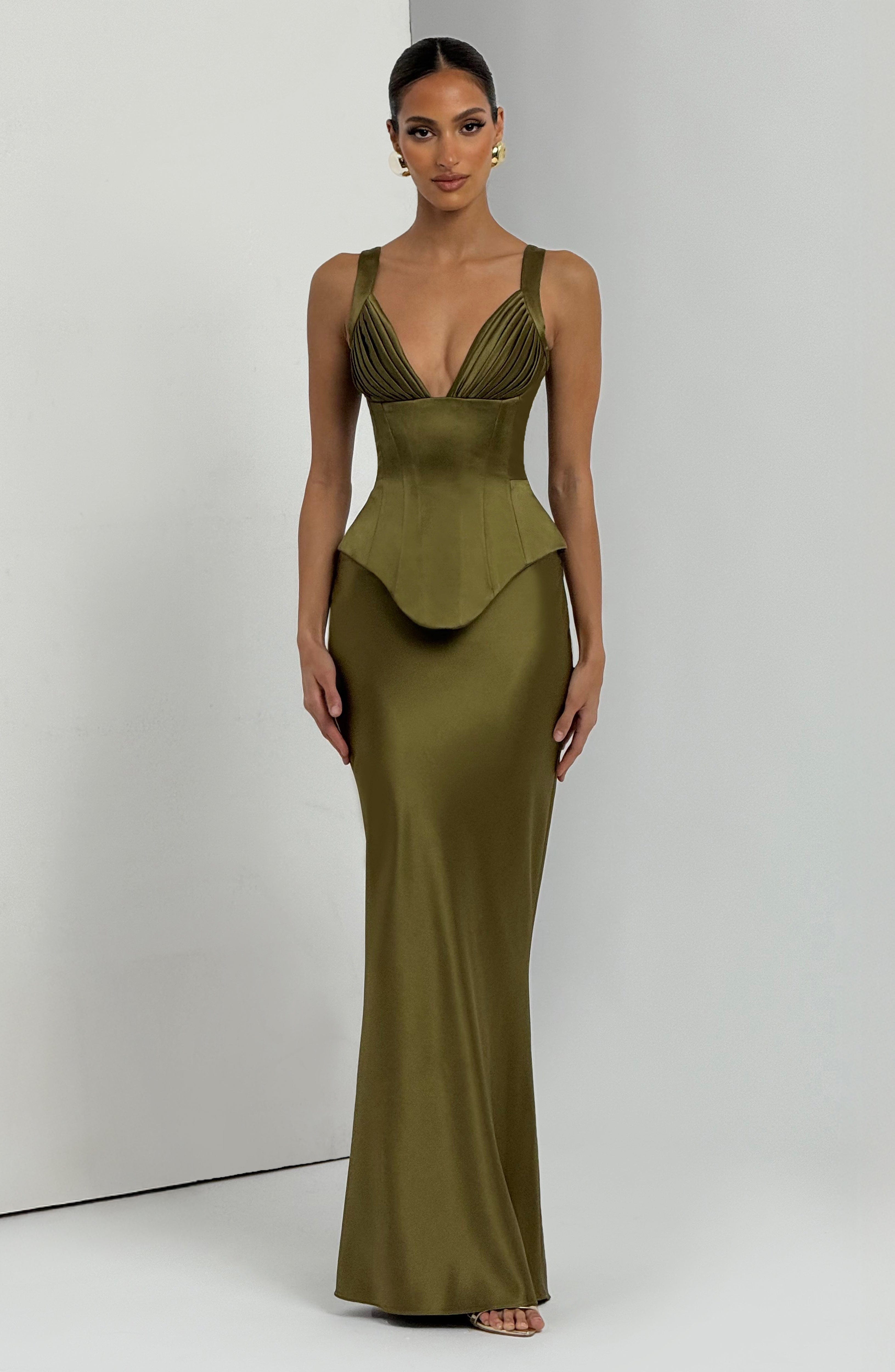 Rowan Corset - Deep Olive - Napalia
