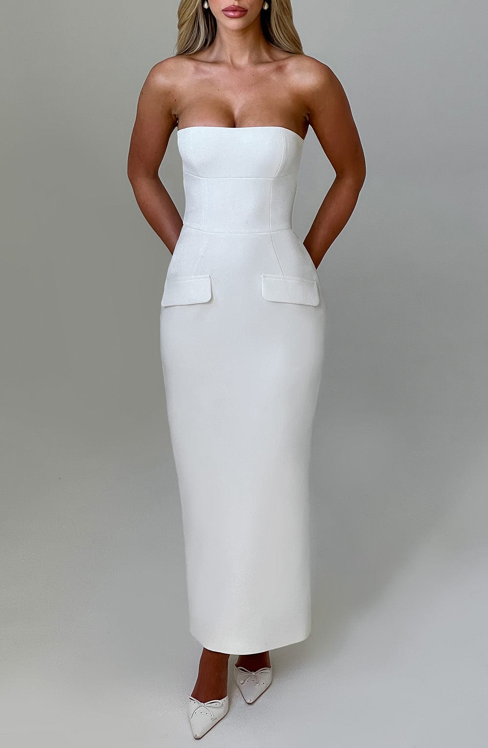 Roxanne Midaxi Dress - Ivory - Napalia