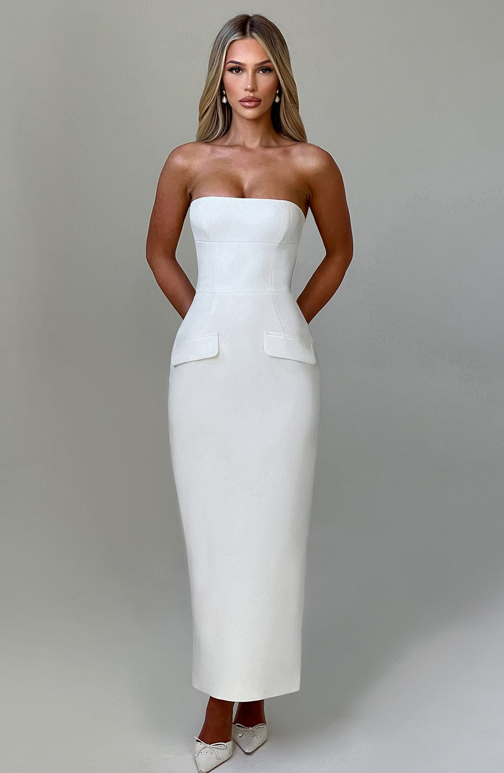Roxanne Midaxi Dress - Ivory - Napalia