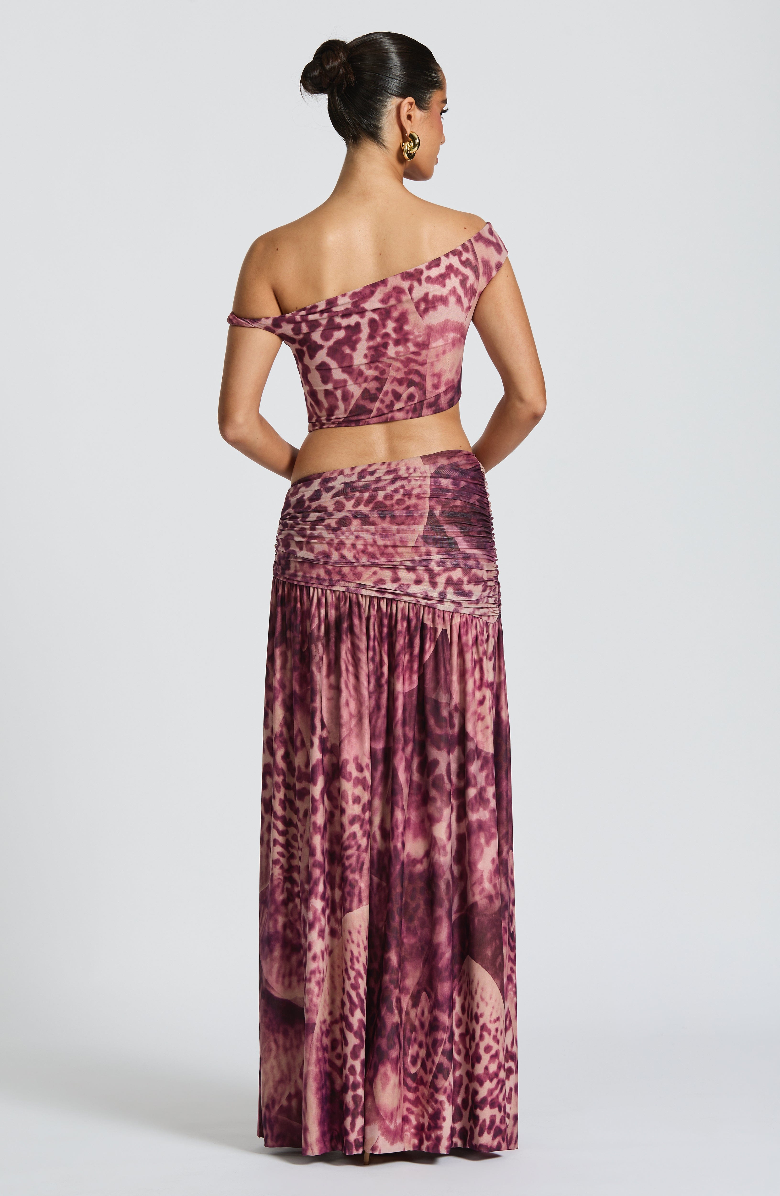 Saira Maxi Skirt - Magenta Orchid Print - Napalia