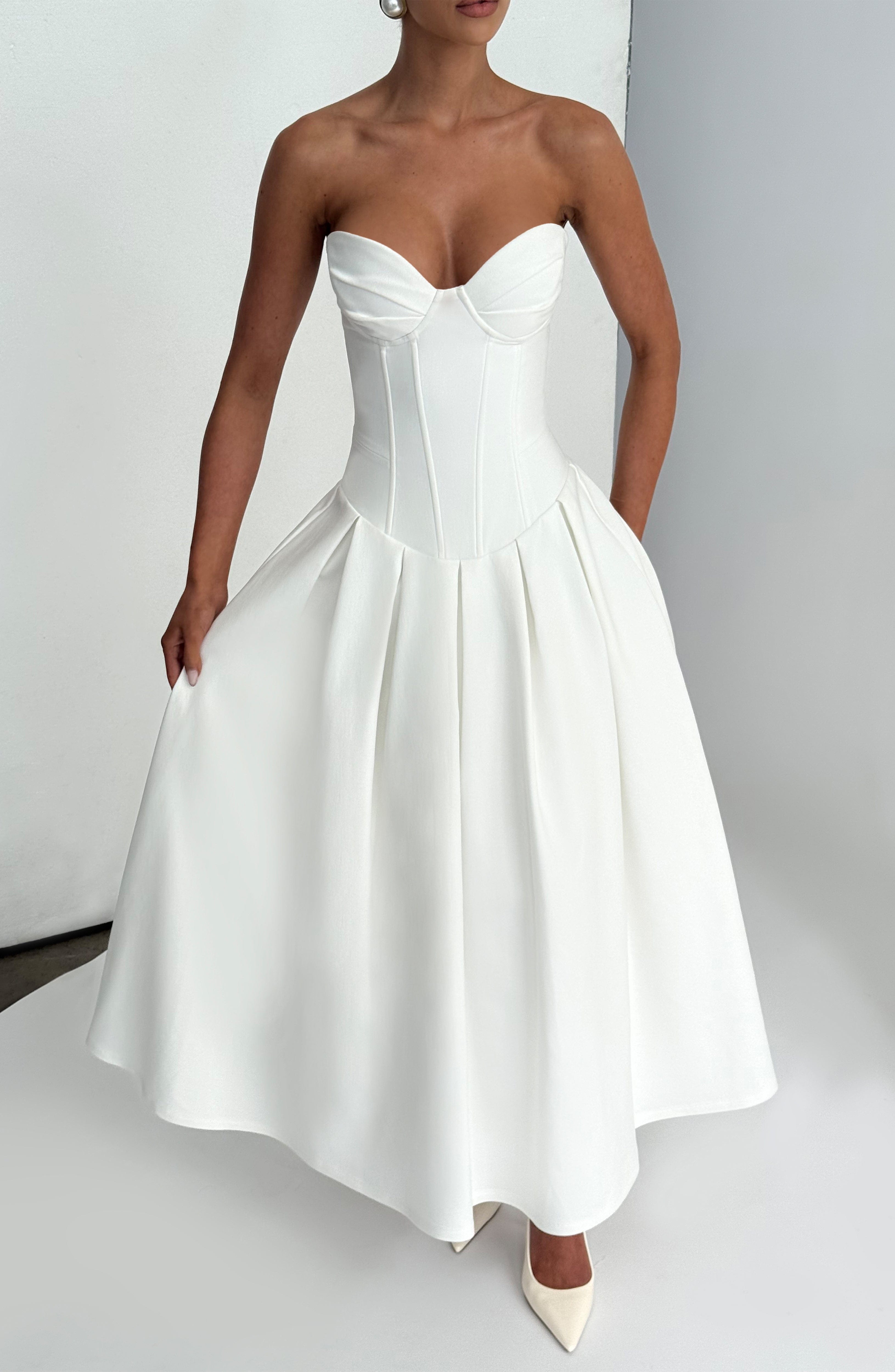 Salma Midi Dress - Ivory - Napalia
