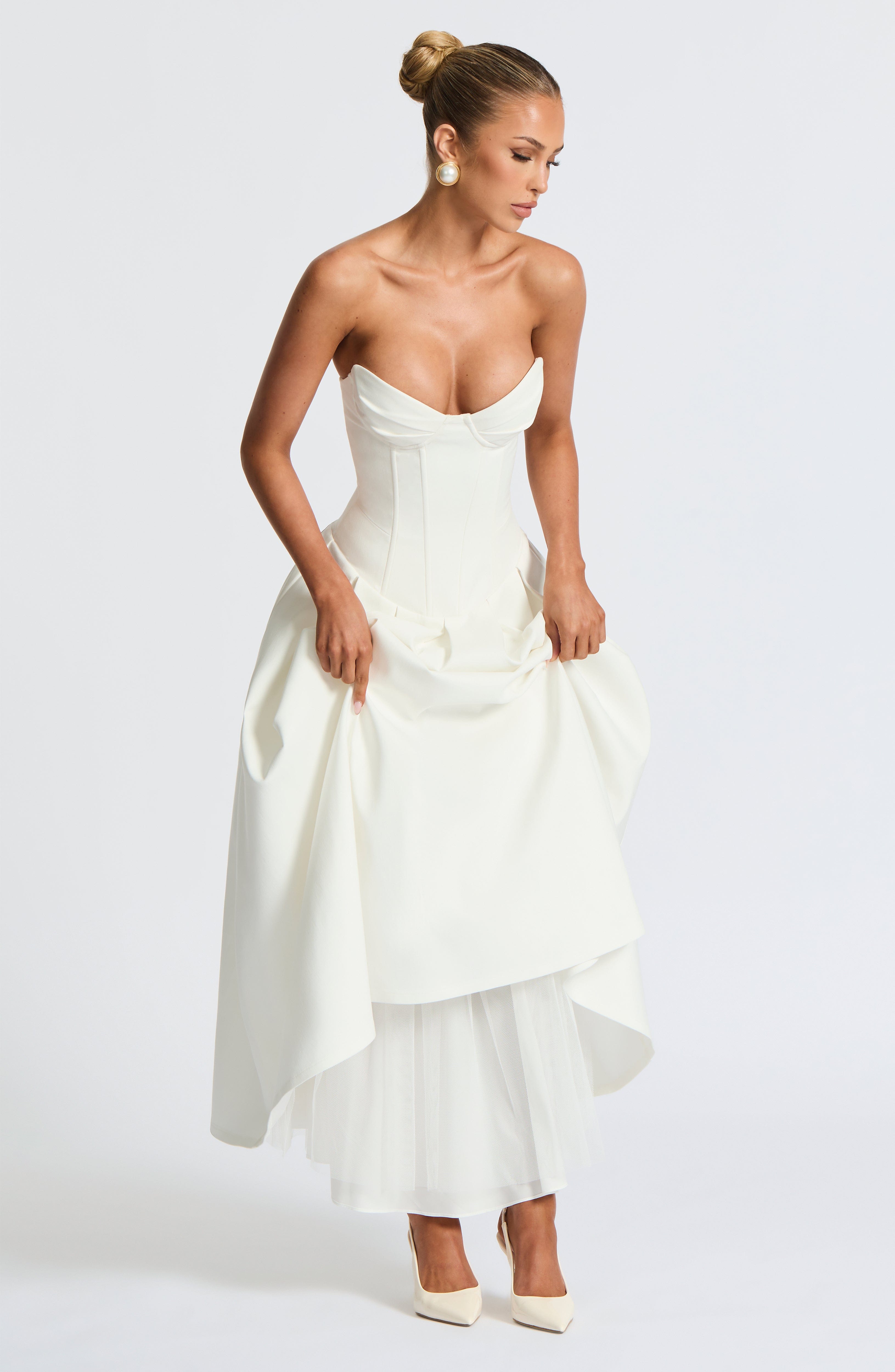Salma Midi Dress - Ivory - Napalia
