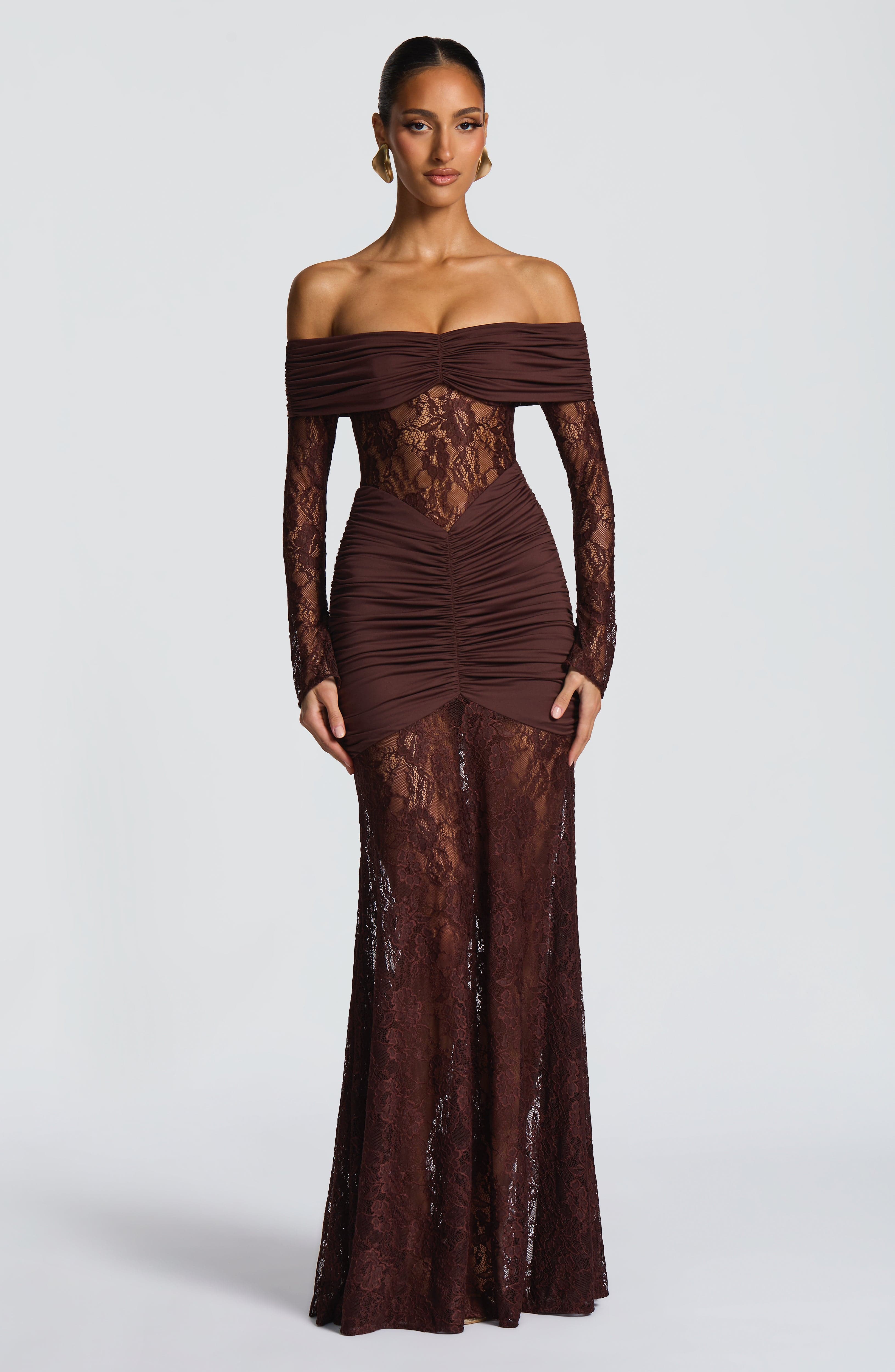 Sauline Maxi Dress - Plum Brown - Napalia