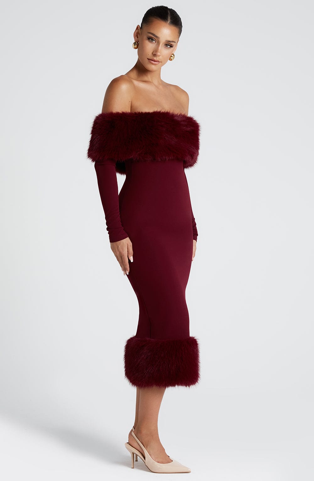 Vittoria Midi Dress - Wine - Napalia