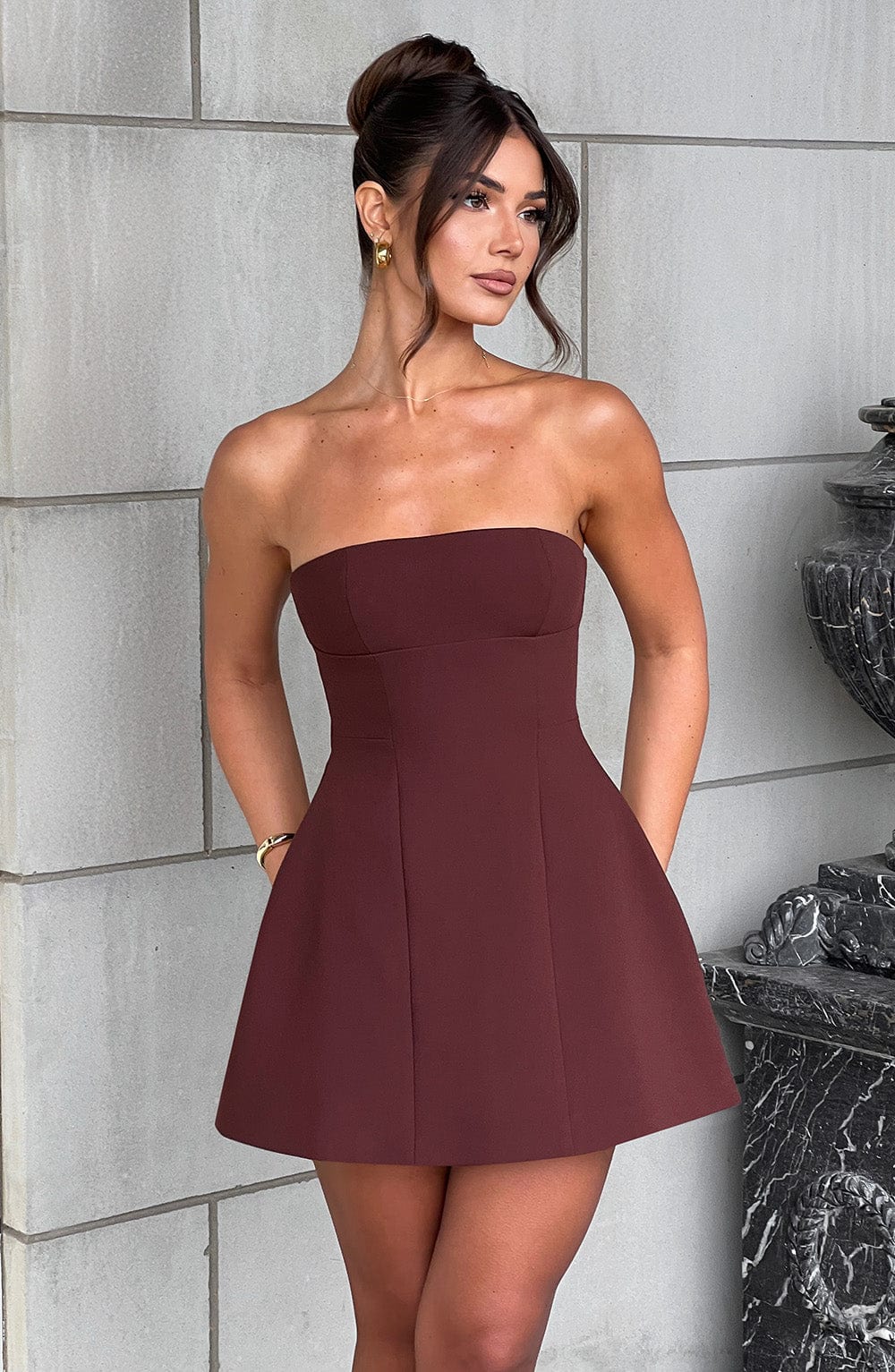Asha Mini Dress - Brown - Napalia