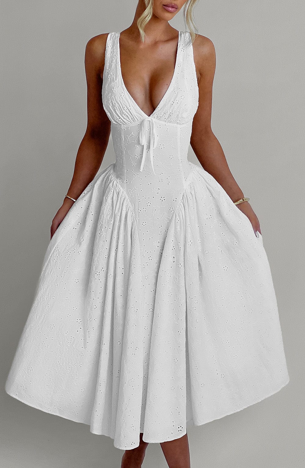 Monroe Midi Dress - Ivory - Napalia