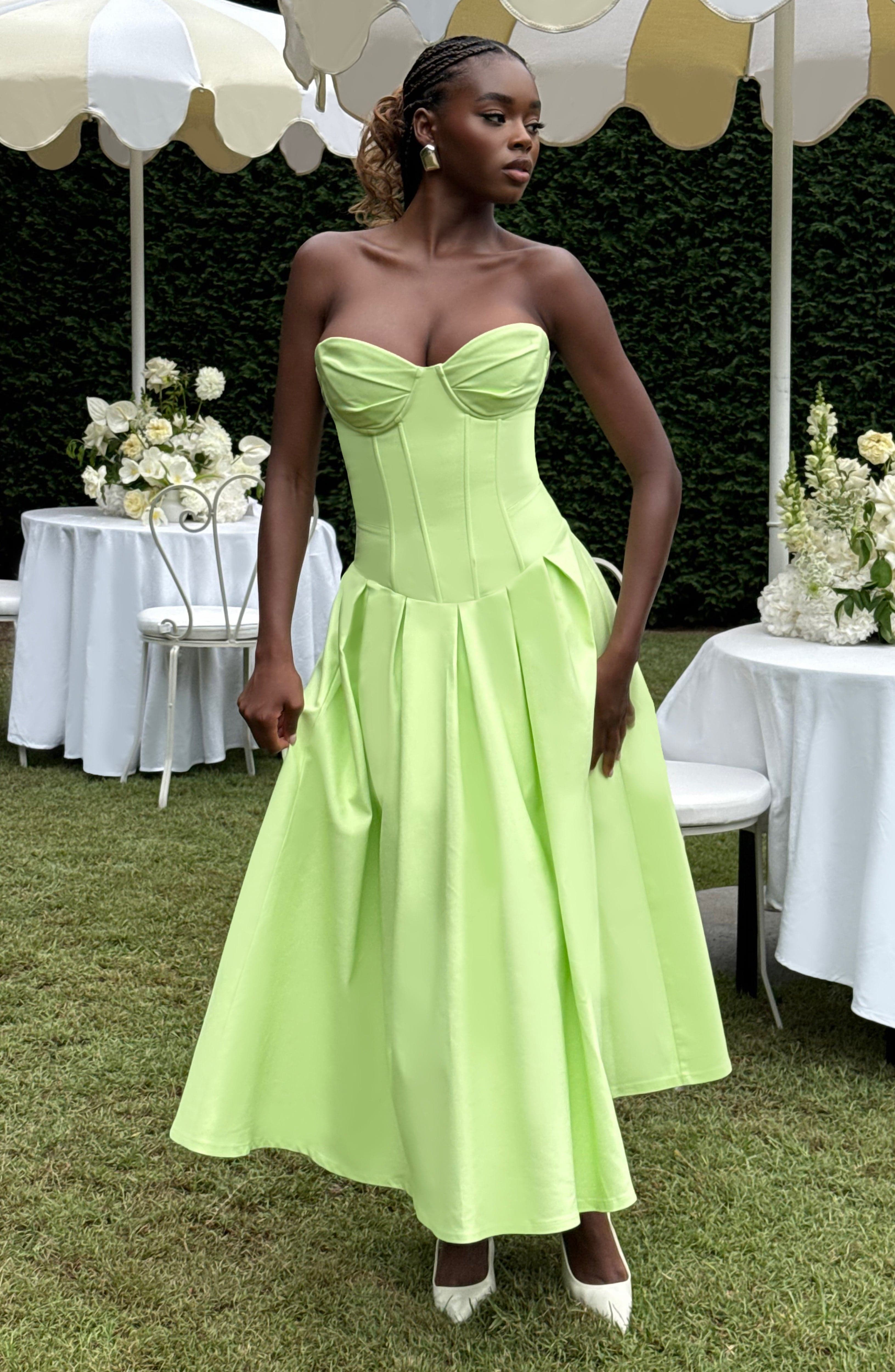 Salma Midi Dress - Lime - Napalia