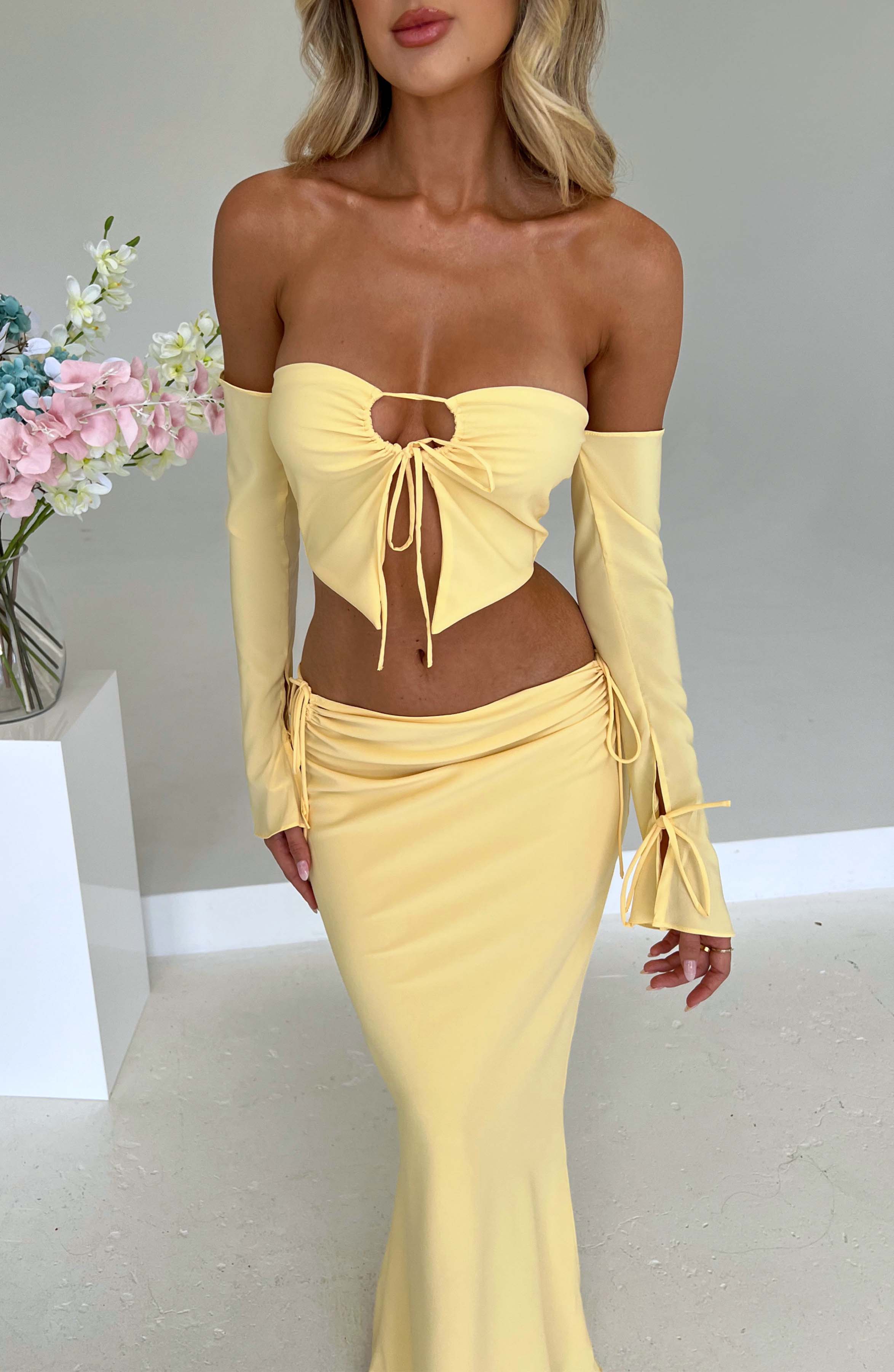 Tana Maxi Skirt - Lemon - Napalia